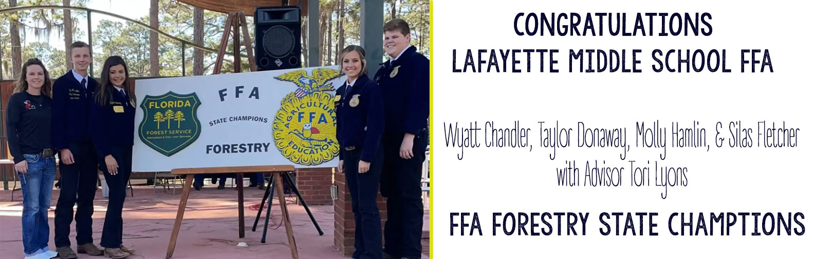 Congratulations Lafayette Middle Level FFA:  FFA State Forestry Winners